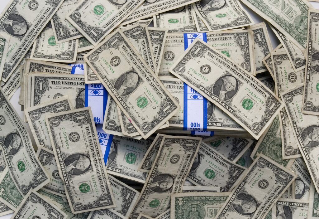 An image of several dollar bills